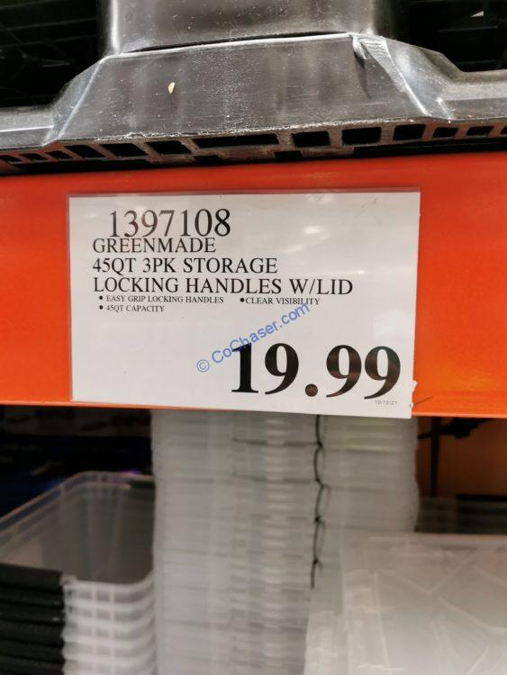 Greenmade 45QT 3 PK Storage Locking Handles with Lid CostcoChaser