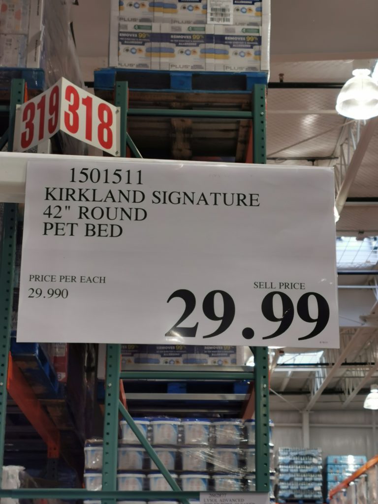 Costco 1501511 Kirkland Signature 42 Round Pet Bed tag CostcoChaser