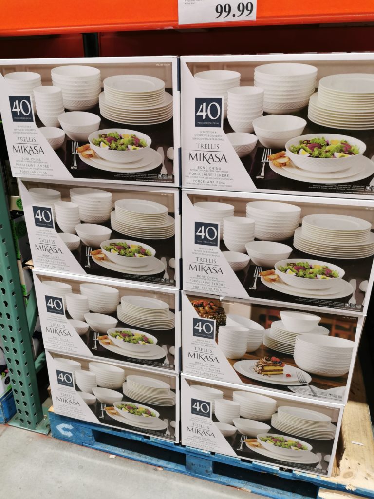 Costco1516209MikasaTrellisBoneChina40PieceDinnerwareSetall