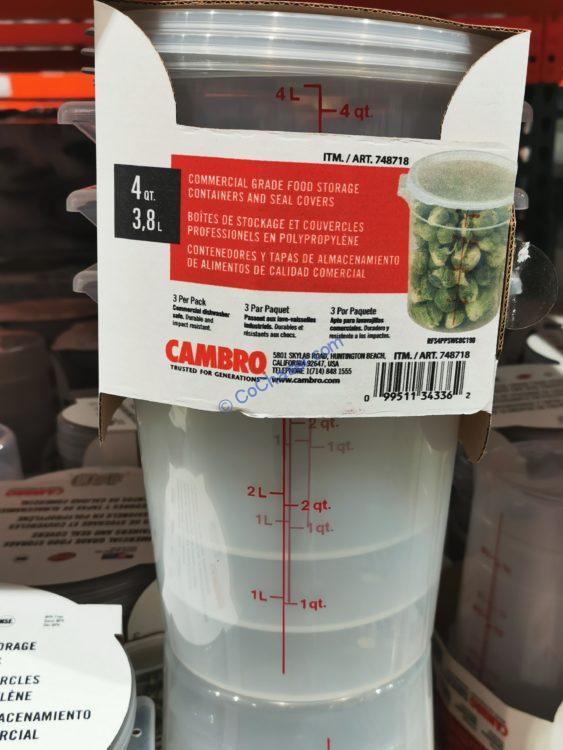 Cambro Round 4 QT Food Storage Container with Lid, 3 pk CostcoChaser
