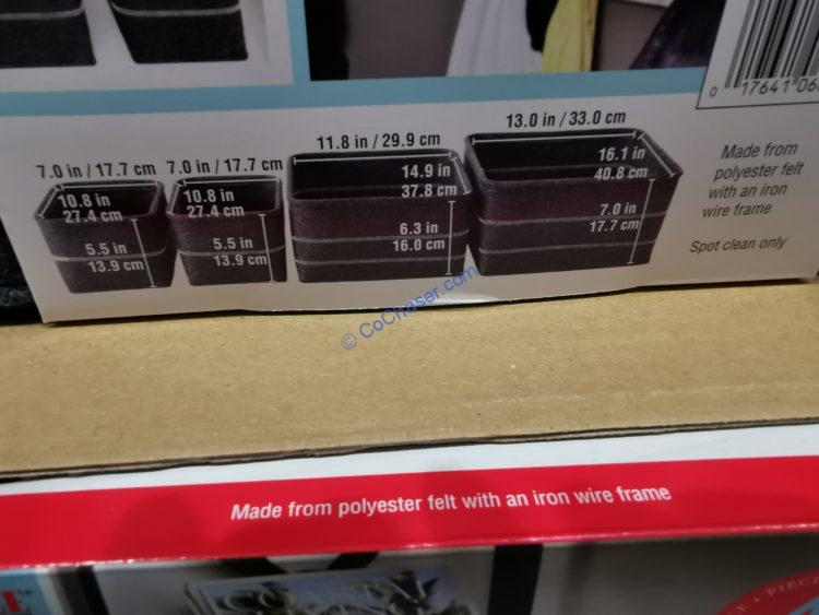 Seville Classics Felt Storage Baskets, 4Piece Set CostcoChaser