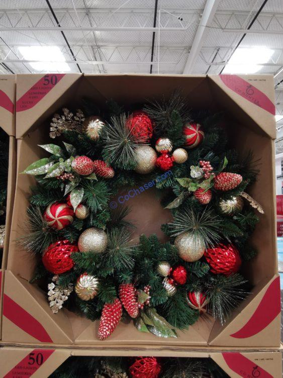 30” Decorated Wreath with Pre-Lit LED Light