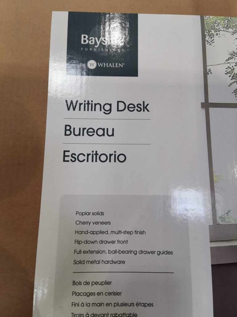 Costco1363133BaysideFurnishingsAshcroft60WritingDeskspec