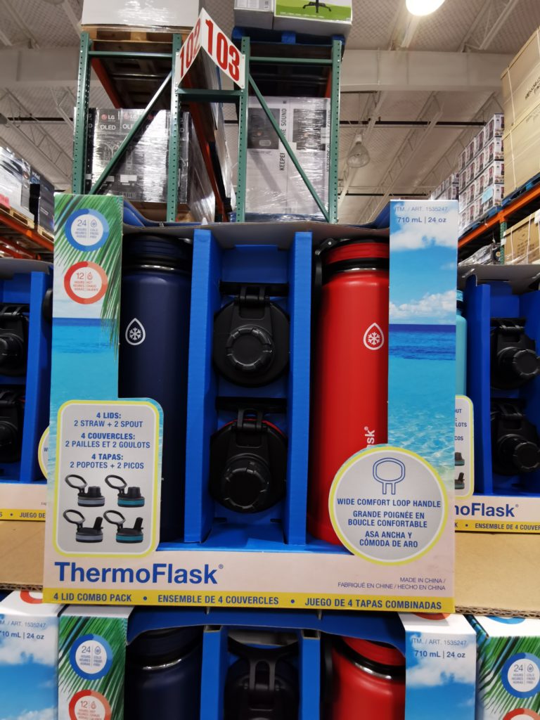 ThermoFlask 24oz Water Bottles, 2PK with 4LIDs CostcoChaser