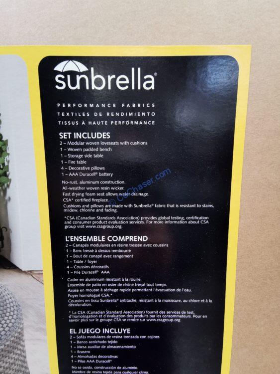 Costco1372978SunvillaLaguna5PieceWovenSectionalwithFireTable