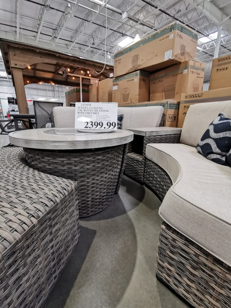 Costco1372978SunvillaLaguna5PieceWovenSectionalwithFireTable2