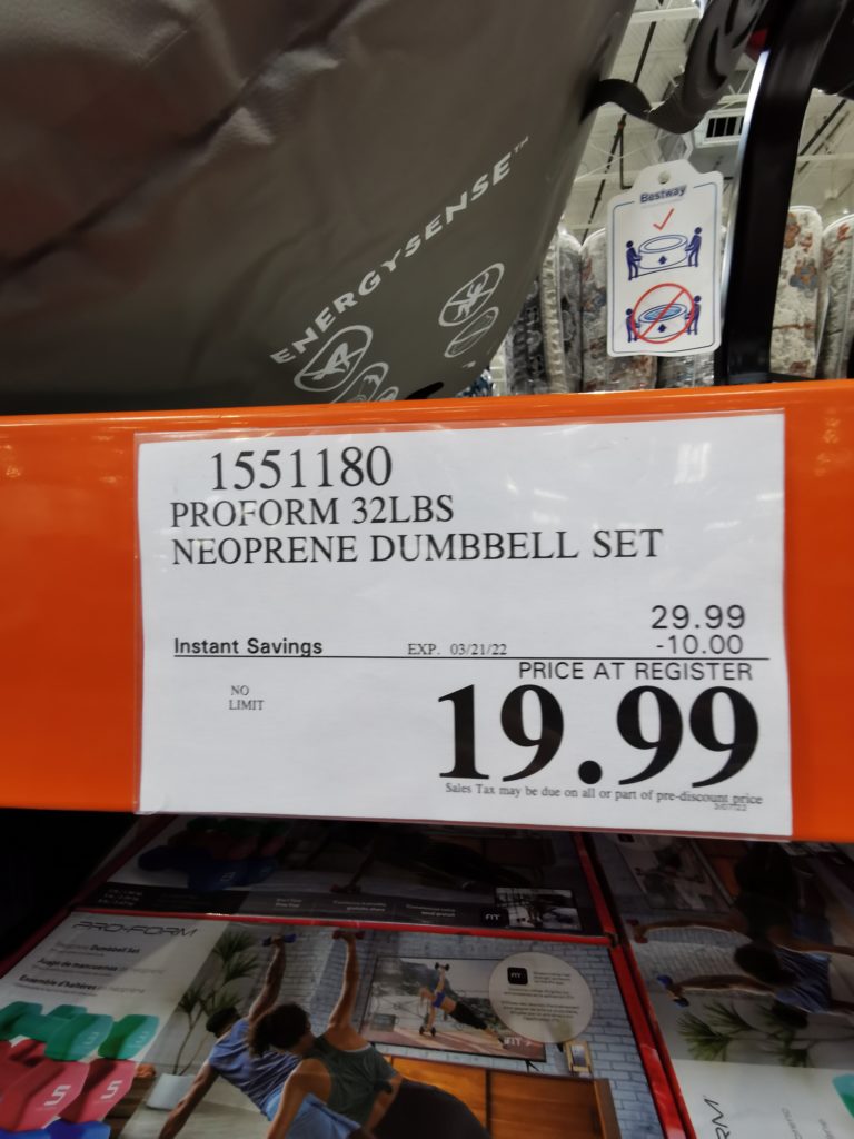 Costco1551180ProForm32LBSNeopreneDumbbellSettag CostcoChaser