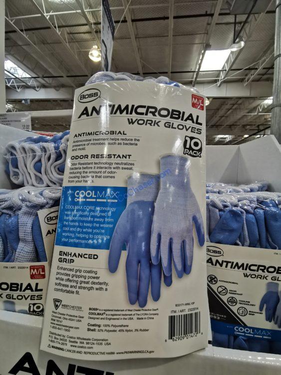 Boss Antimicrobial Work Glove 10PK, Women’s and/or Men’s CostcoChaser