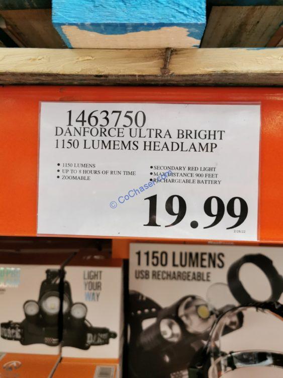 Costco1463750DanforceUltraBright1150LumensHeadlamptag