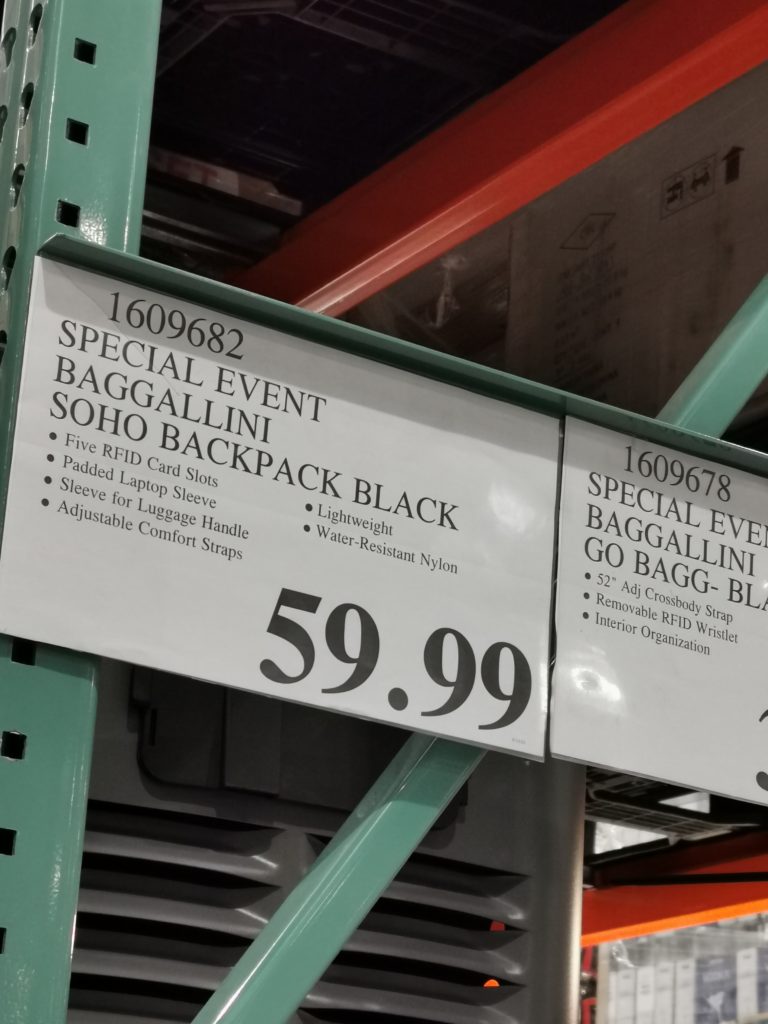 Costco1609682BaggalliniSOHOBackpackBlacktag CostcoChaser