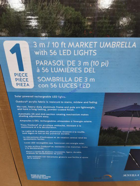 Sunvilla 10FT Solar LED Market Umbrella CostcoChaser