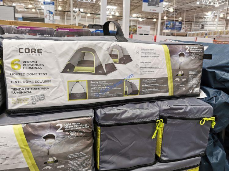 Core 6P Lighted Dome Tent with Half Rainfly
