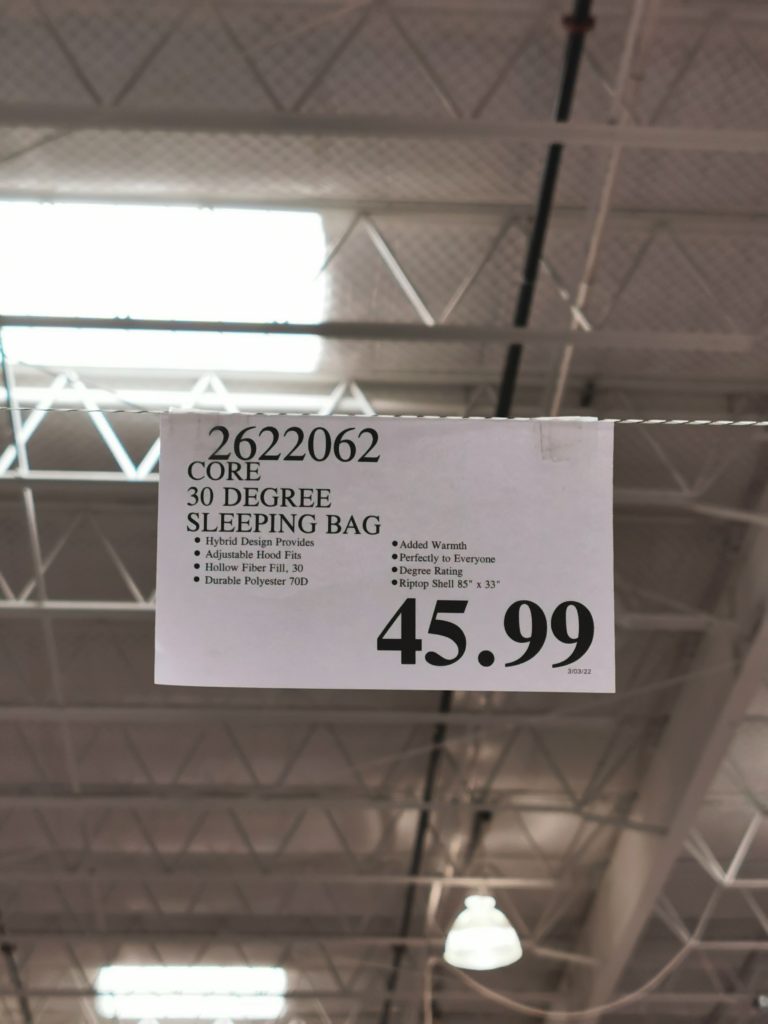 Costco2622062Core30DegreeHybridSleepingBagtag CostcoChaser