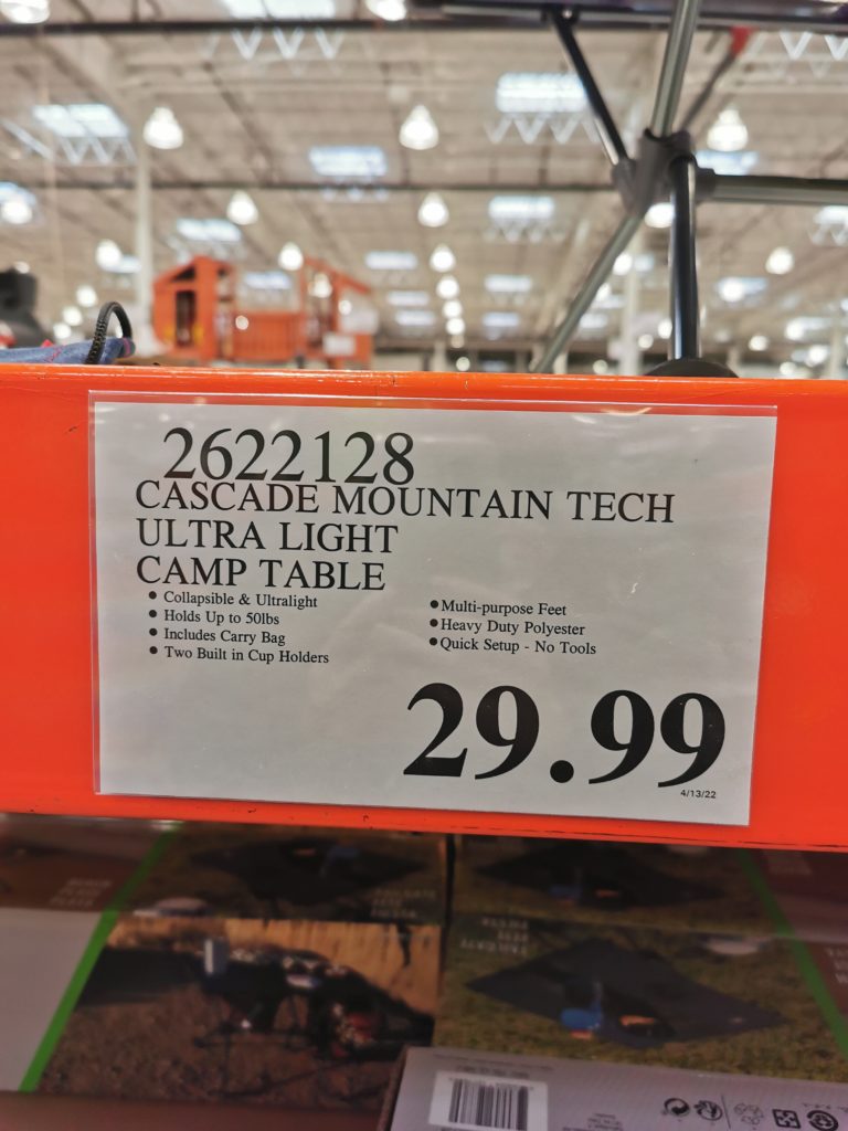 Costco2622128CascadeMountainTechUltralightCampTabletag