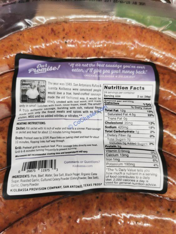 Costco1647685KiolbassaRoastedGarlicSausage2 CostcoChaser