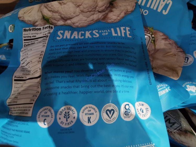 Rhythm Organic Cauliflower Bites 5.75 Ounce Bag CostcoChaser