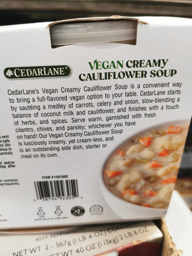 Costco1591602CedarlaneCauliflowerCreamSoupbar CostcoChaser