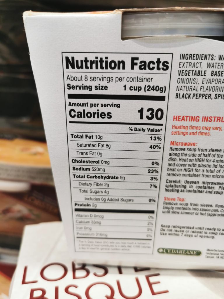 Costco1591602CedarlaneCauliflowerCreamSoupchart CostcoChaser