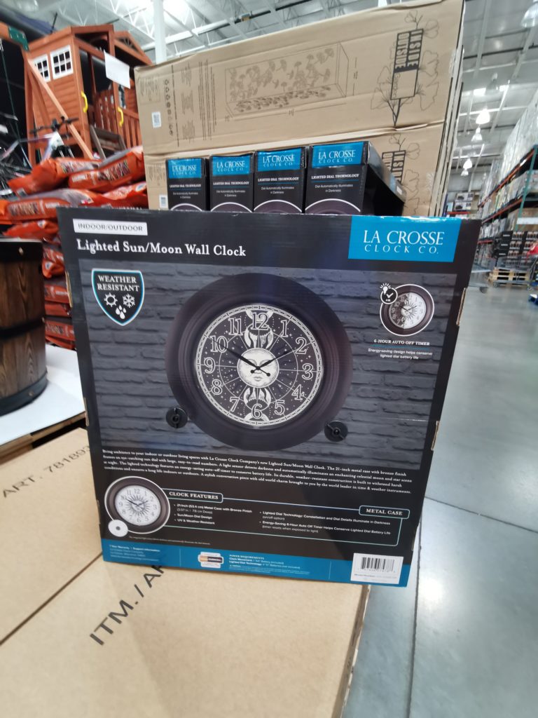 La Crosse 21″ Quartz Lighted Dial Indoor/Outdoor Bronze Wall Clock, Model 4353256BSM