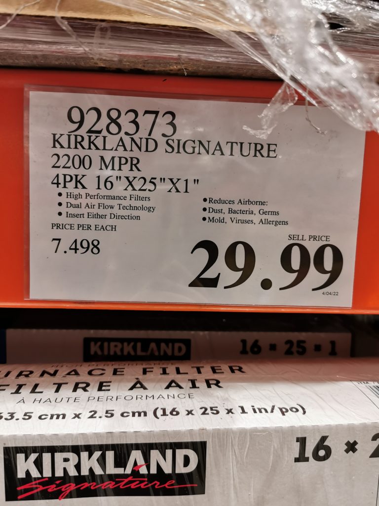 Costco928373KirklandSignatureFurnaceFiltertag CostcoChaser