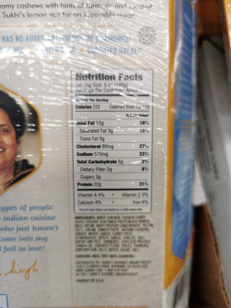 Costco1101232SukhisCashewChickenCurrychart CostcoChaser