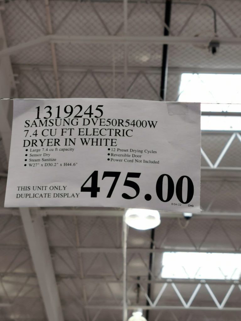 Costco1319245SamsungDVE50R5400W7.4CU FTElectricDryertag