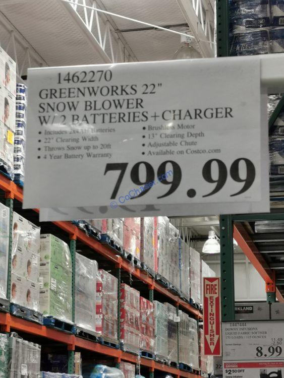 Greenworks 22″ Snow Blower with Two 4AH Batteries + Charger, Model