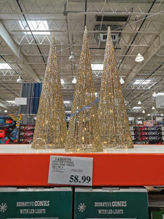Glitter String LED Cone Trees Set of 3 CostcoChaser