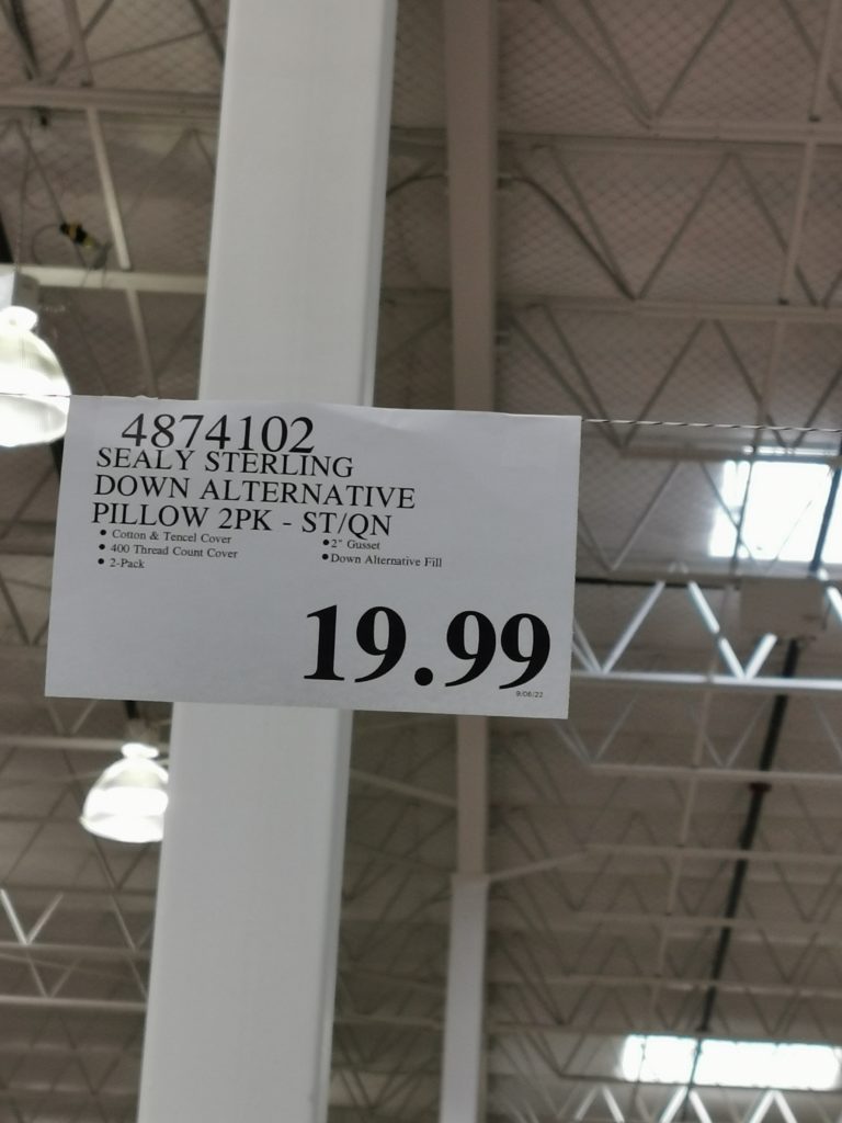 Sealy Sterling Down Alternative Pillow 2PK Standing/Queen CostcoChaser