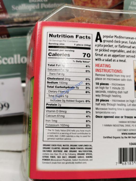 Hannah Organic Falafel 32 Ounce Container CostcoChaser
