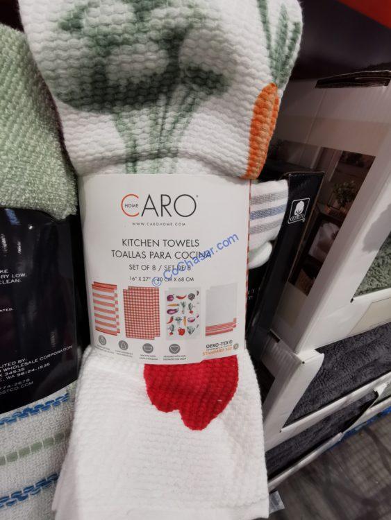 CARO Home 8 Pack Kitchen Towels Assorted Colors