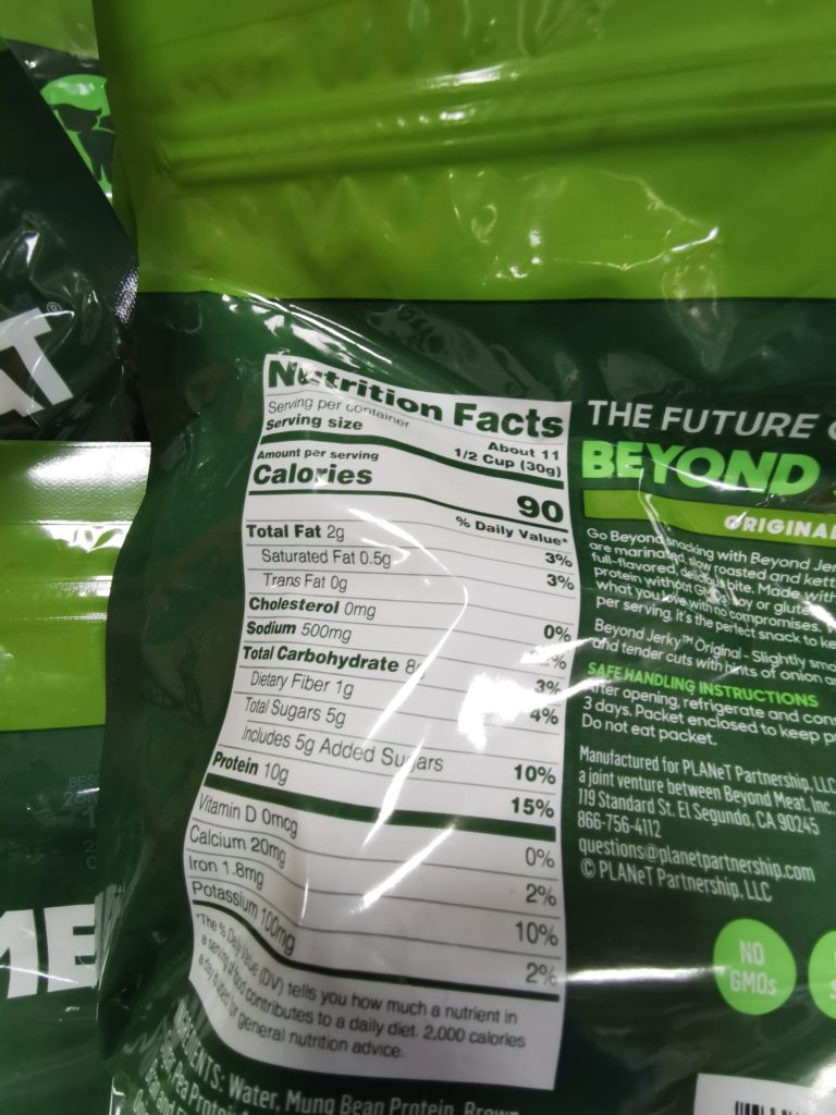 Costco1633478BeyondMeatPlantBasedJerkychart CostcoChaser