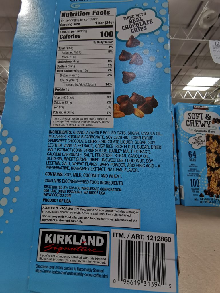Costco1212860KirklandSignatureSoftChewyGranolaBarsbar CostcoChaser