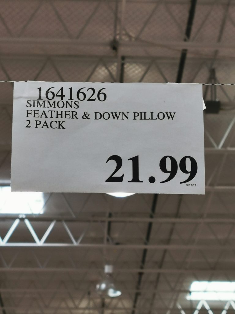Costco1641626SimmonsFeatherDownPillowtag CostcoChaser