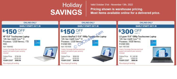 Costco Pre Holiday Savings: October 31 – November 13, 2022