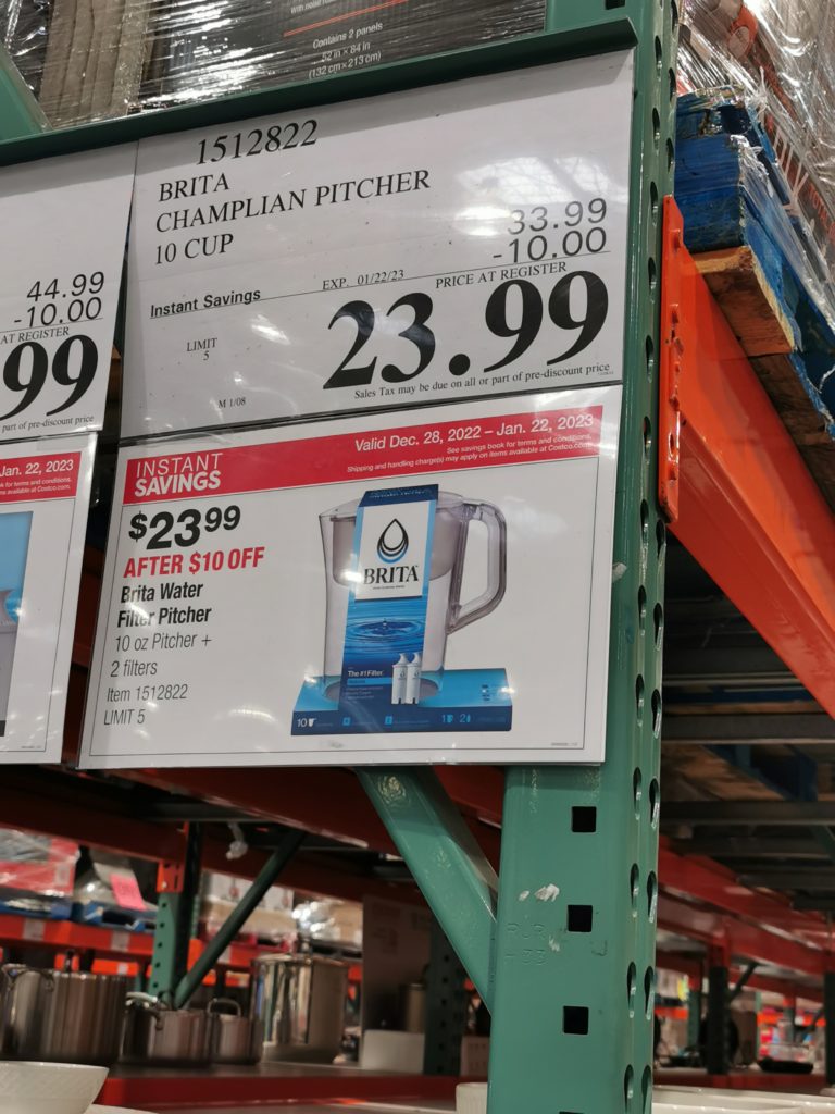 Costco1512822BRITACHAMPLAINWATERPITCHER10CUPTAG CostcoChaser