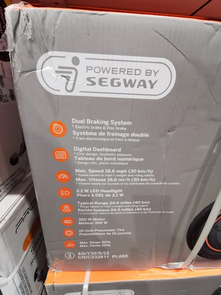 Costco1673412SegwayNinebotElectricKickscooterF352 CostcoChaser