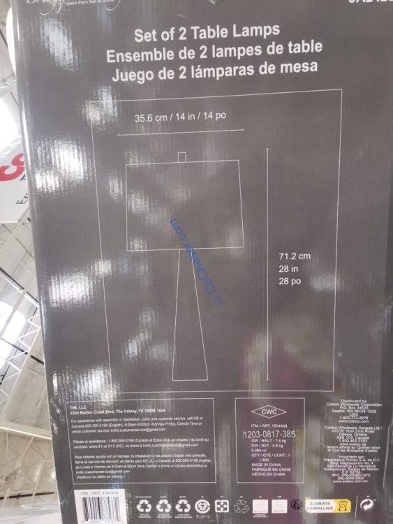 Bridgeport Designs Austin Table Lamp 2 PK, Model JA24252 CostcoChaser