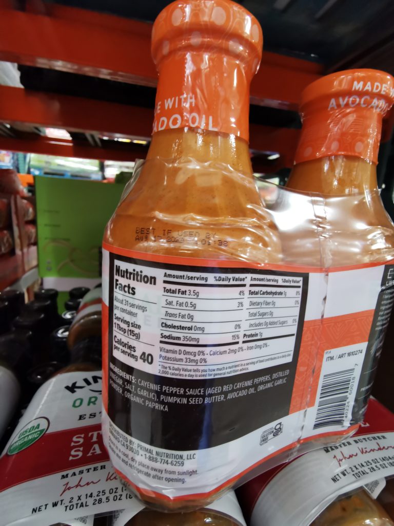 Costco1610274PrimalKitchenBuffaloSaucewithAvocadoOilchart