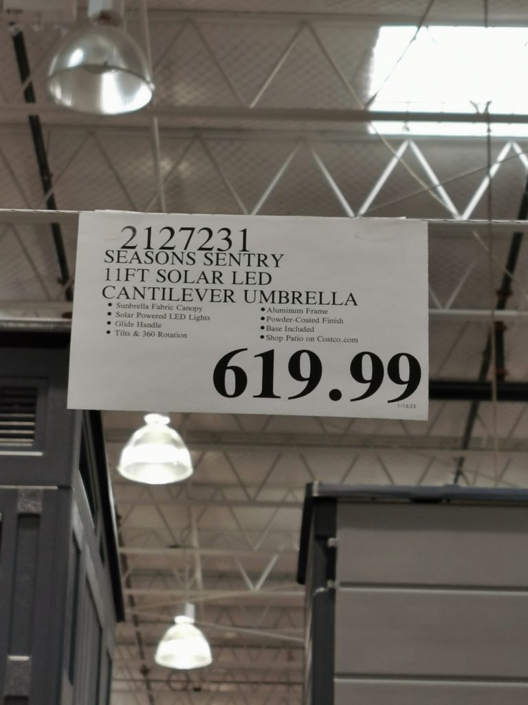 Costco2327231SeasonsSentry11FTSolarLEDCantileverUmbrellatag