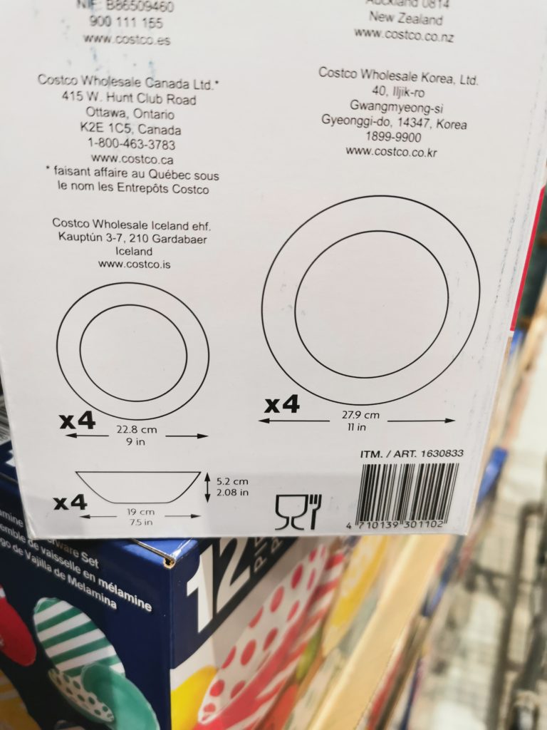 Costco1630833MelamineDinnerwareSetsize CostcoChaser