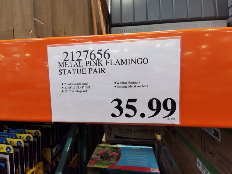 Costco2127656EvergreenMetalPinkFlamingoStatuePairtag CostcoChaser