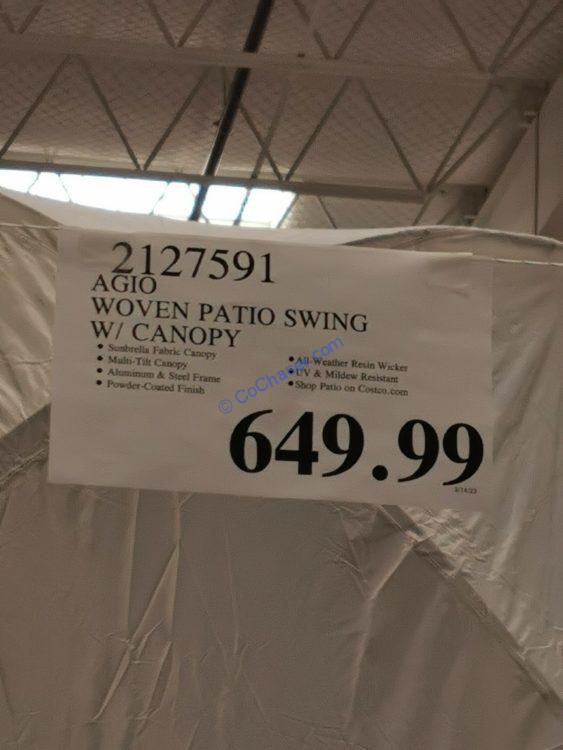 Costco2127591AgioWovenPatioSwingwithFabricCanopytag CostcoChaser