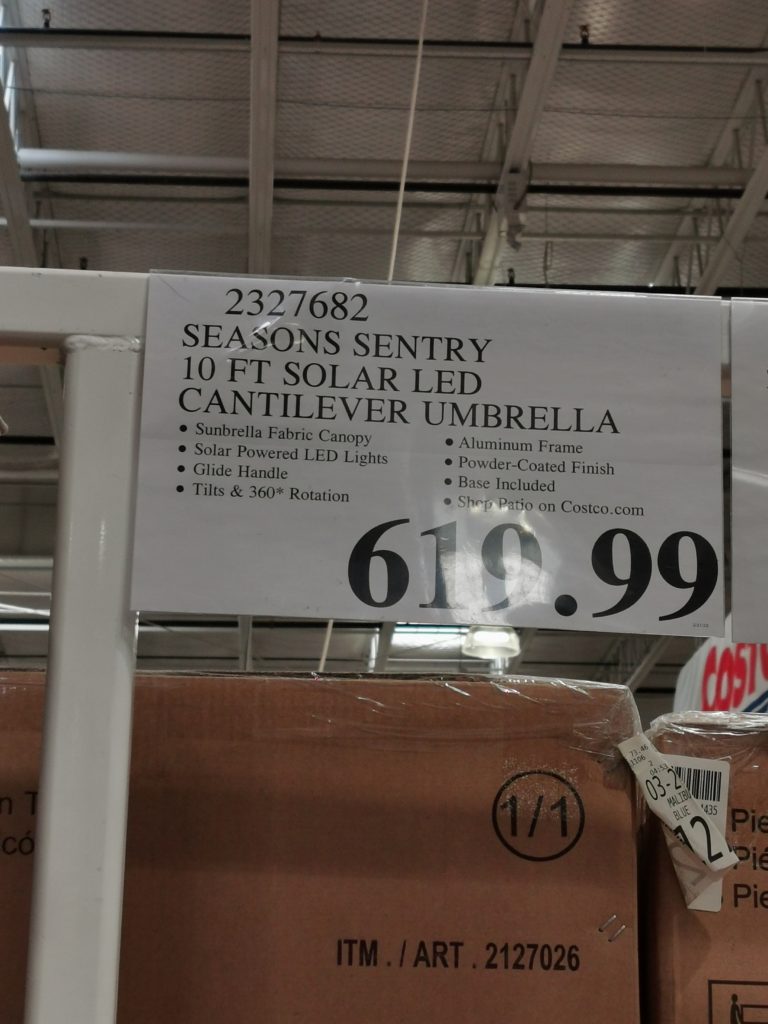 Costco2327682SeasonsSentry10FTSolarLEDCantileverUmbrellatag