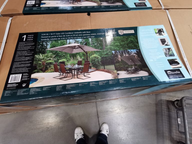 Costco2327682SeasonsSentry10FTSolarLEDCantileverUmbrella1