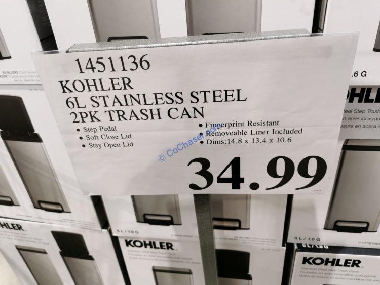 Costco1451136Kohler6LStainlessSteel2PKTrashCantag CostcoChaser