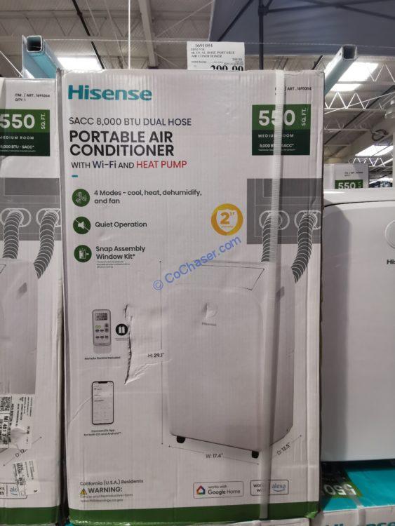 Hisense Smart SACC 8,000 BTU Dual Hose Portable Air Conditioner with Heat Pump