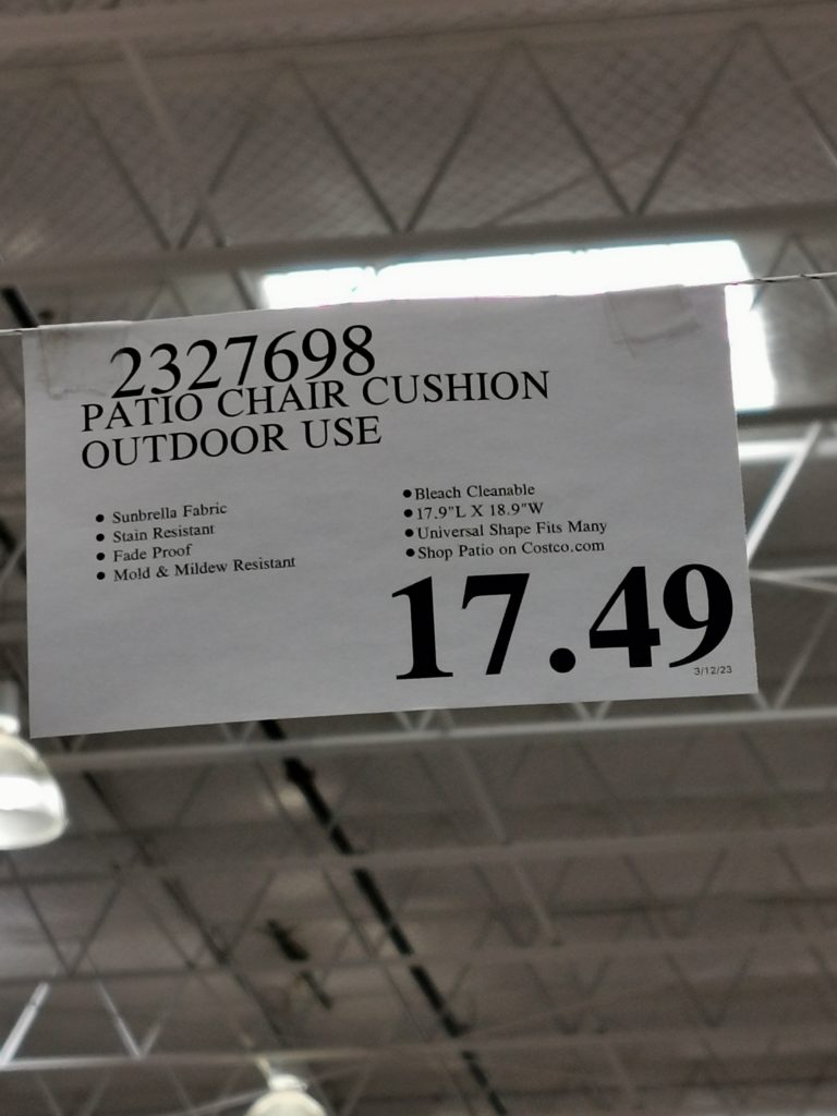 Costco2327698PatioChairCushiontag CostcoChaser