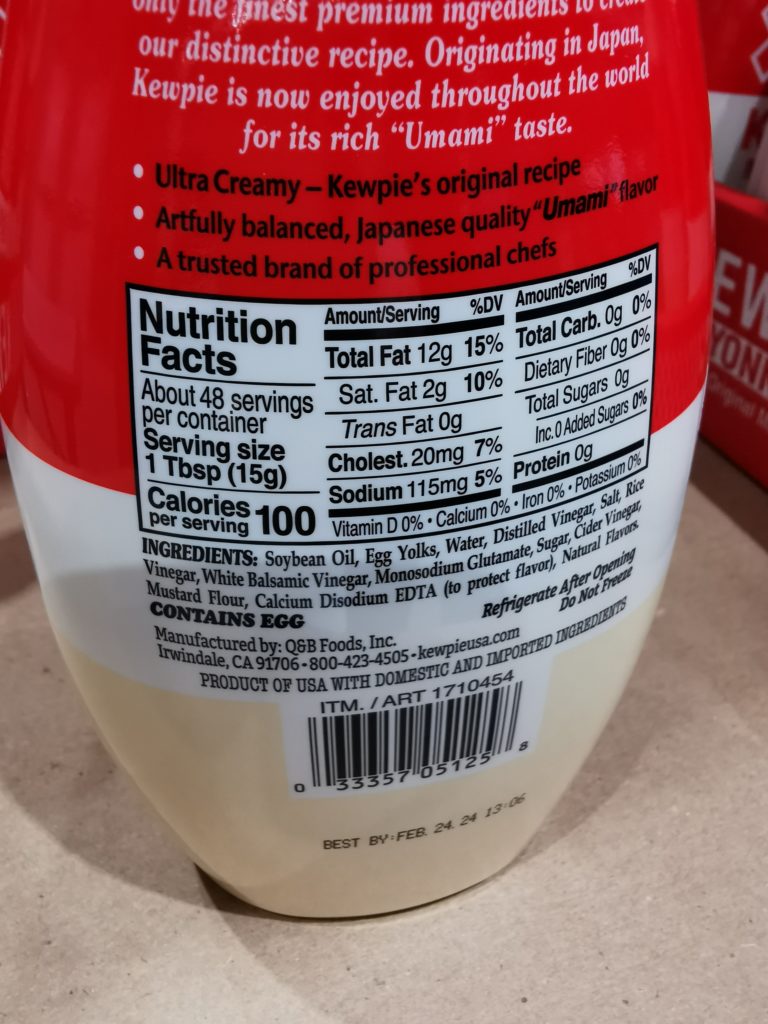 Costco1710454KewpieJapaneseStyleMayonnaisechart CostcoChaser