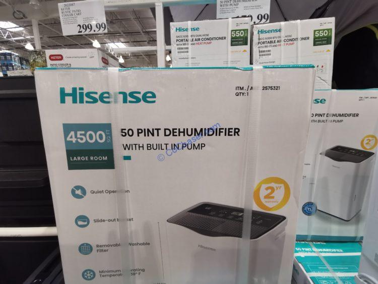 Hisense 50pint Dehumidifier with Builtin Pump, Model DH5023KP